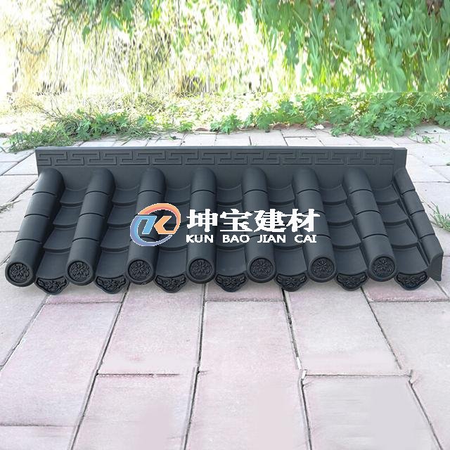 樹(shù)脂瓦仿古一體屋檐瓦塑料瓦中式pvc仿古門(mén)頭屋檐塑料圍墻裝飾瓦
