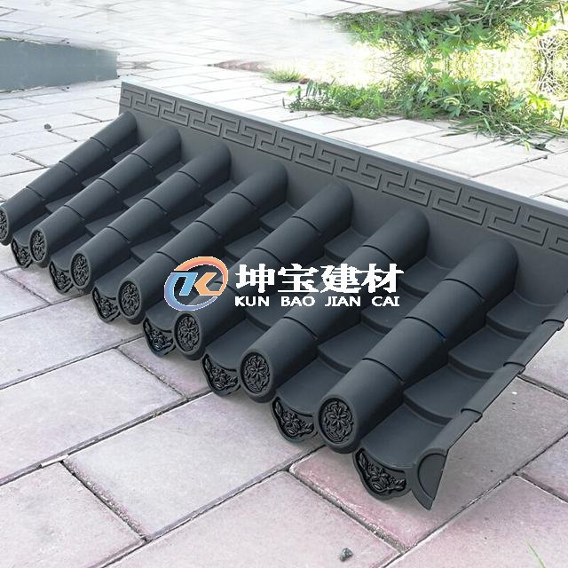 樹(shù)脂瓦仿古一體屋檐瓦塑料瓦中式pvc仿古門(mén)頭屋檐塑料圍墻裝飾瓦